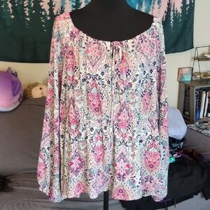 Torrid 3X Babydoll Crinkle Gauze Tie Front Top